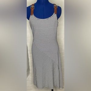 Michael Kors navy/white striped dress with buckle straps. Small.